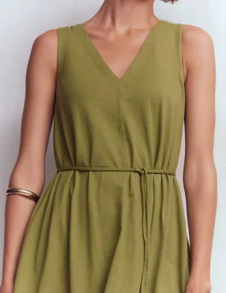 Mia V-neck Jersey Midi Dress Olive