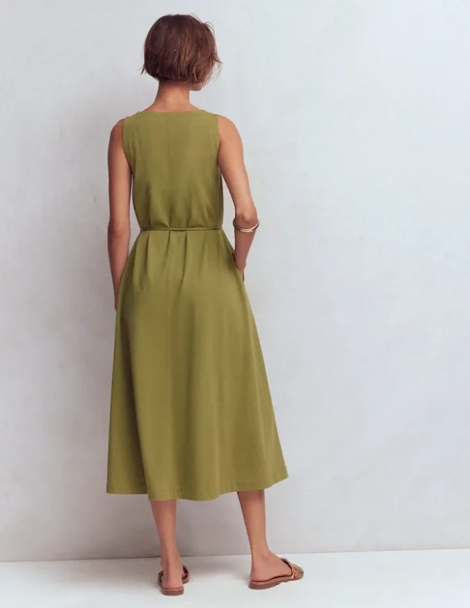 Mia V-neck Jersey Midi Dress Olive Mia V-neck Jersey Midi Dress Olive