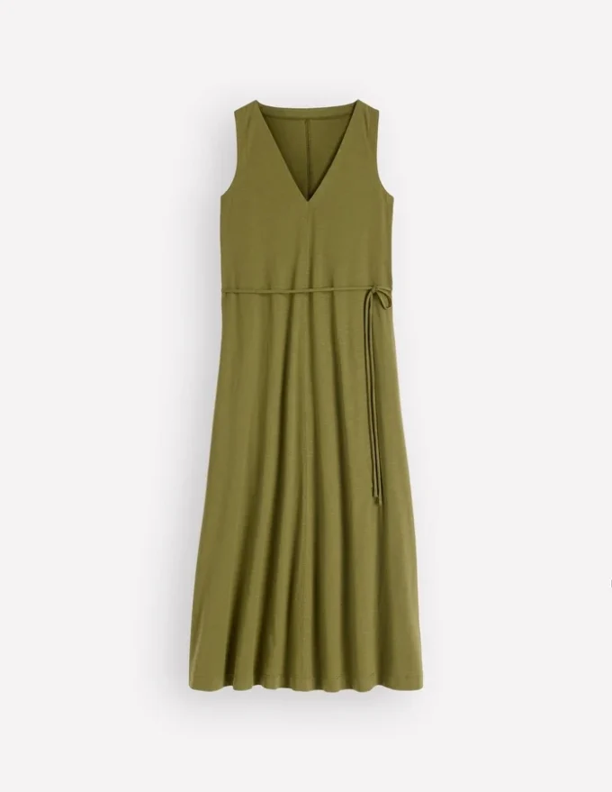 Mia V-neck Jersey Midi Dress Olive Mia V-neck Jersey Midi Dress Olive