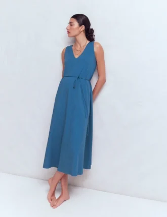 Mia V-neck Jersey Midi Dress Tourmaline Blue