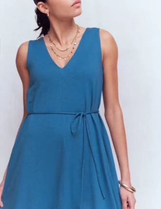 Mia V-neck Jersey Midi Dress Tourmaline Blue