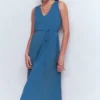 Mia V-neck Jersey Midi Dress Tourmaline Blue Mia V-neck Jersey Midi Dress Tourmaline Blue