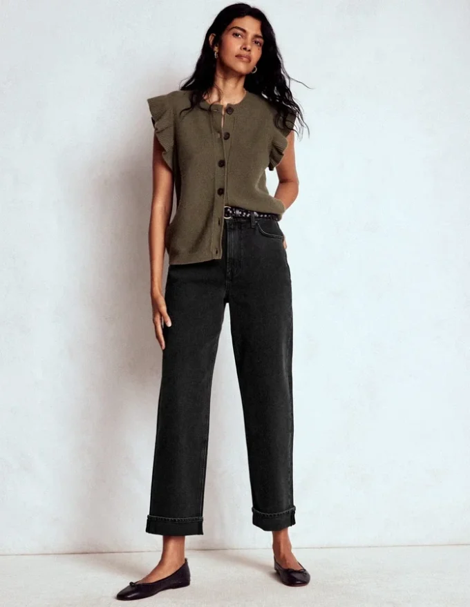 Mid Rise Straight Leg Jeans Washed Black Mid Rise Straight Leg Jeans Washed Black