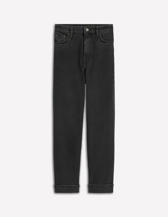 Mid Rise Straight Leg Jeans Washed Black Mid Rise Straight Leg Jeans Washed Black