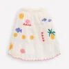 Midi Tiered Skirt Ivory Embroidered