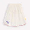Midi Tiered Skirt Ivory Embroidered