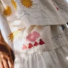 Midi Tiered Skirt Ivory Embroidered