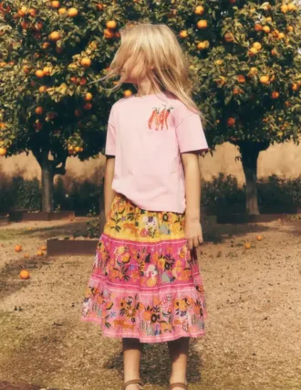 Midi Tiered Skirt Multi Tropical Animals