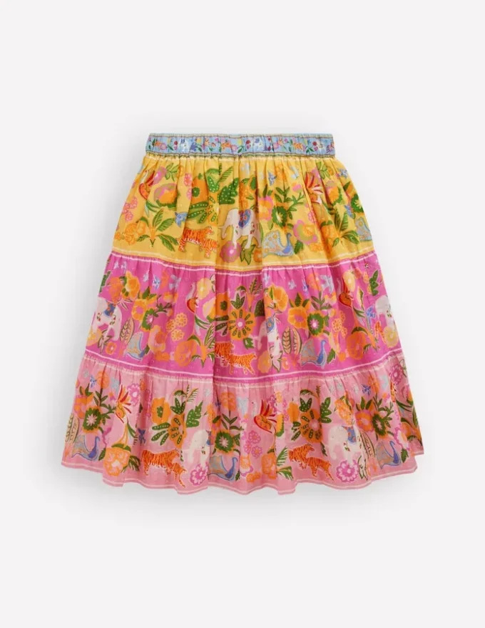 Midi Tiered Skirt Multi Tropical Animals Midi Tiered Skirt Multi Tropical Animals