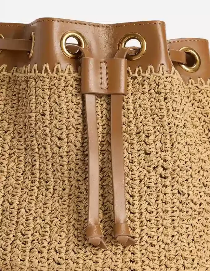 Mini Straw Bucket Bag Natural Raffia