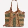 Mini Straw Tote Khaki/Natural Stripe Mini Straw Tote Khaki/Natural Stripe
