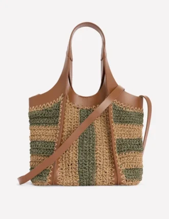 Mini Straw Tote Khaki/Natural Stripe