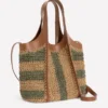 Mini Straw Tote Khaki/Natural Stripe Mini Straw Tote Khaki/Natural Stripe