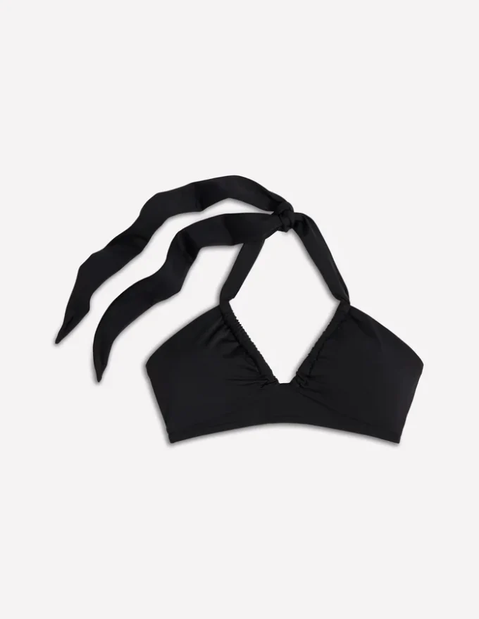 Minori Halter Tie Bikini Top Black