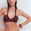 Minori Halter Tie Bikini Top Cinnamon