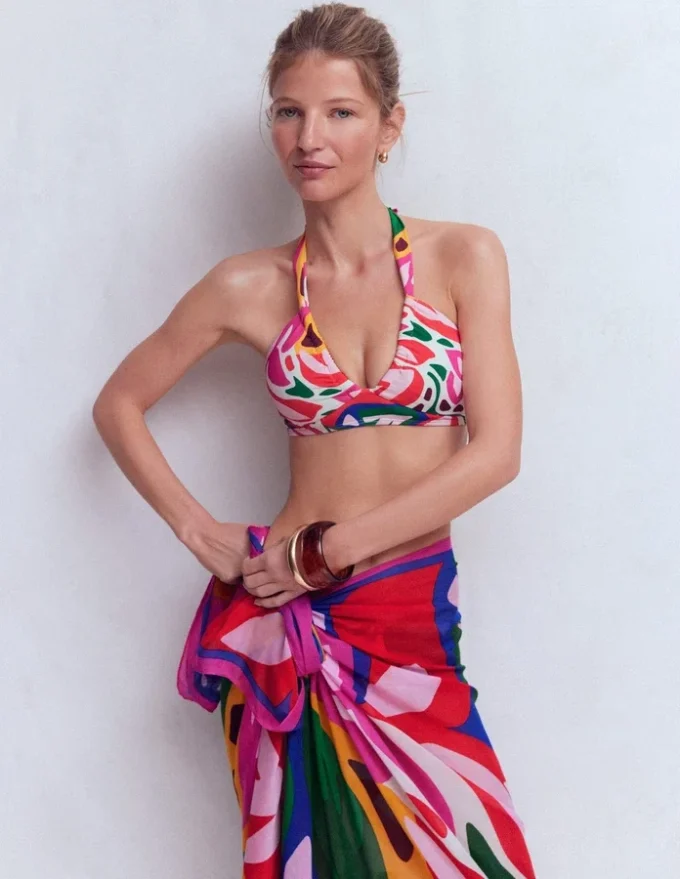 Minori Halter Tie Bikini Top Multi, Leafy Cascade