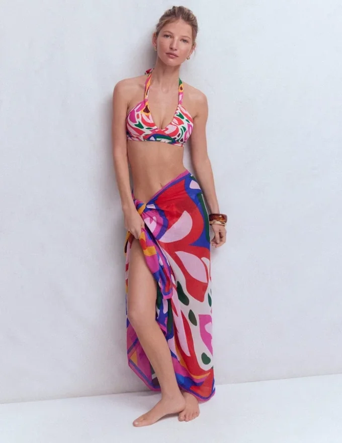 Minori Halter Tie Bikini Top Multi, Leafy Cascade