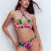 Minori Halter Tie Bikini Top Multi, Leafy Cascade