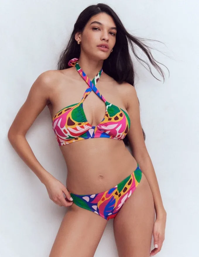 Minori Halter Tie Bikini Top Multi, Leafy Cascade