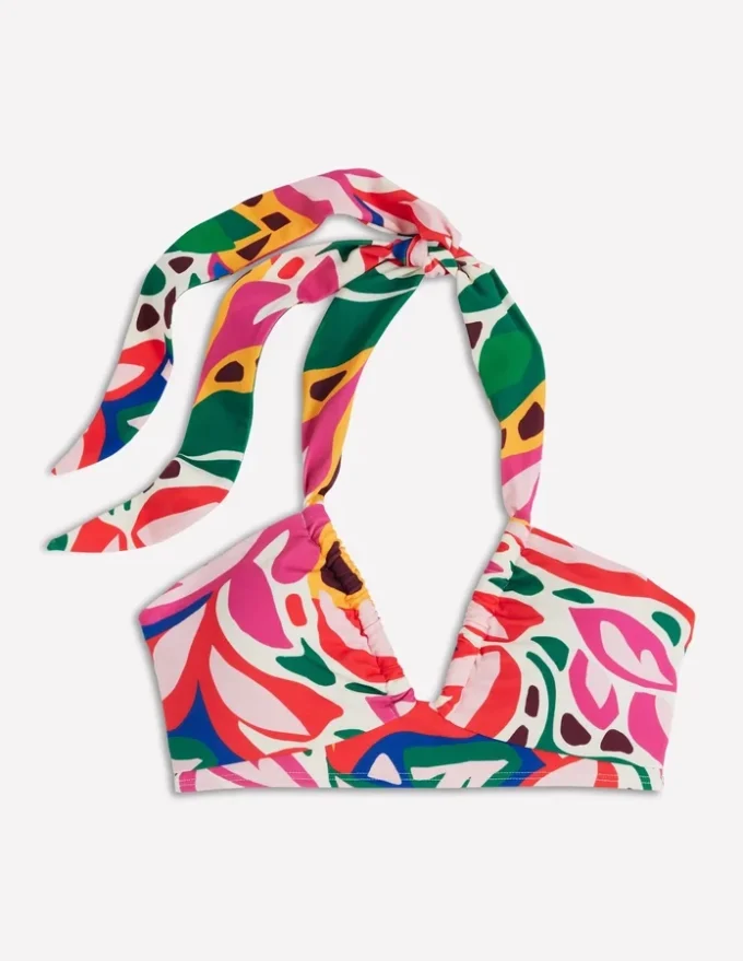 Minori Halter Tie Bikini Top Multi, Leafy Cascade
