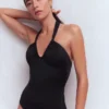 Minori Halter Tie Swimsuit Black