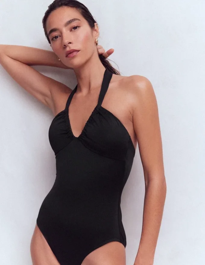 Minori Halter Tie Swimsuit Black
