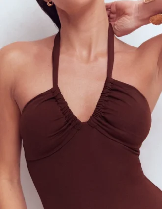 Minori Halter Tie Swimsuit Cinnamon