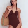 Minori Halter Tie Swimsuit Cinnamon