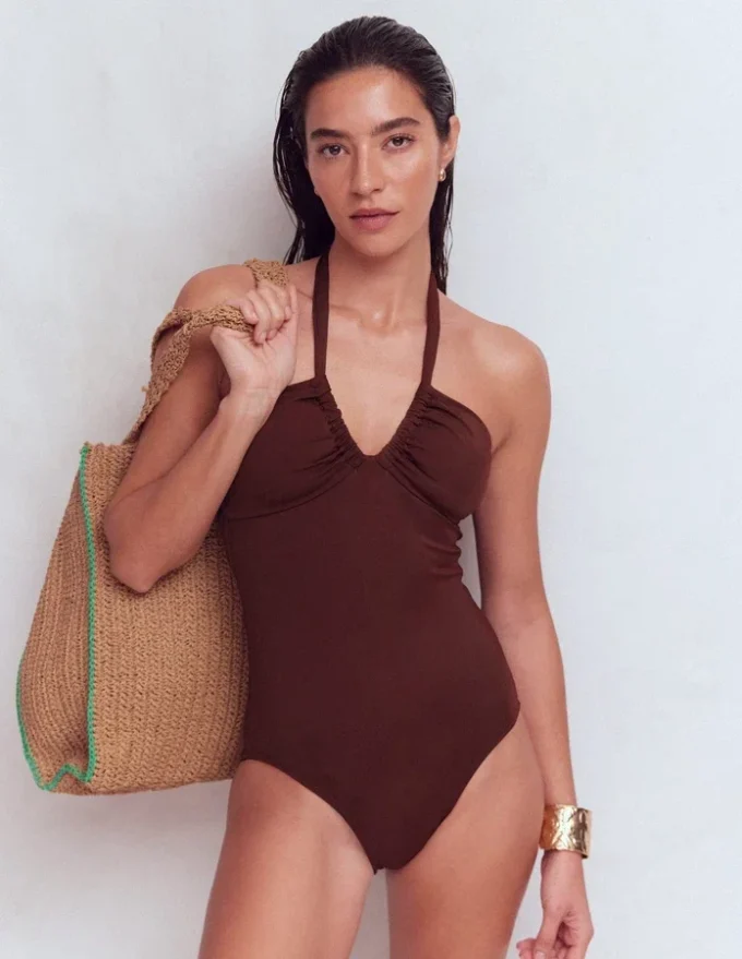 Minori Halter Tie Swimsuit Cinnamon