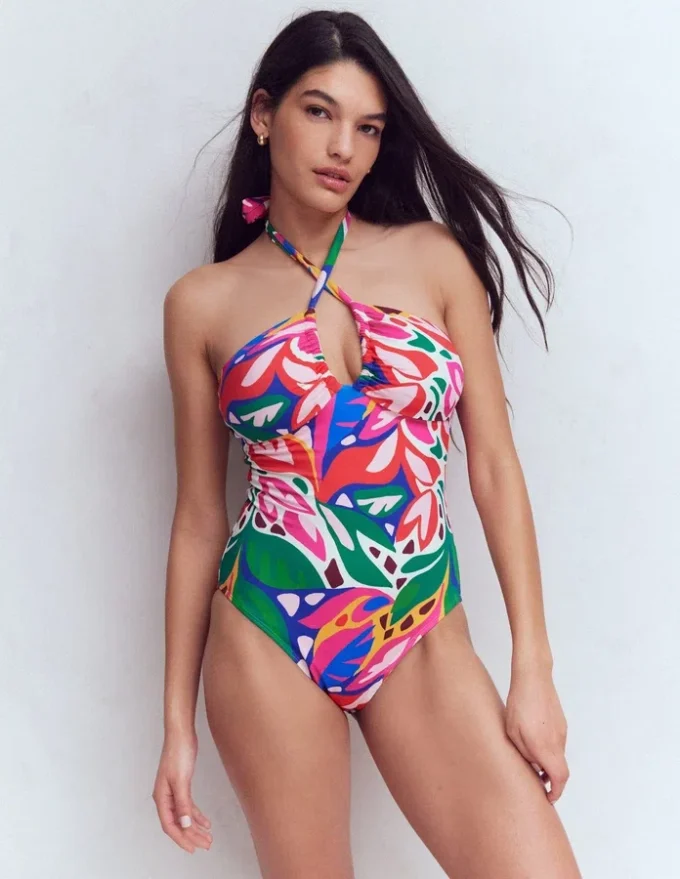 Minori Halter Tie Swimsuit Multi, Leafy Cascade
