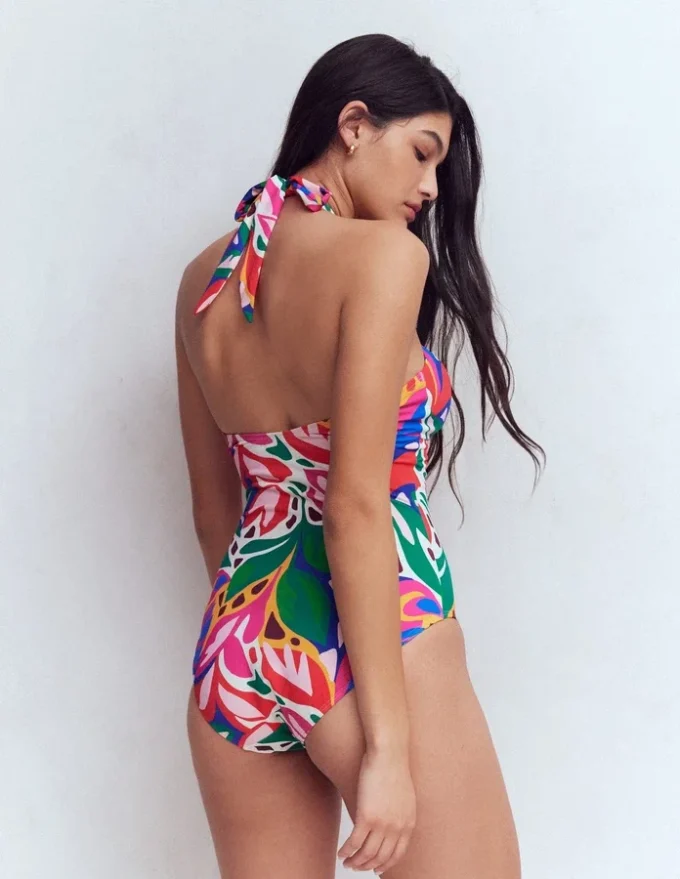 Minori Halter Tie Swimsuit Multi, Leafy Cascade
