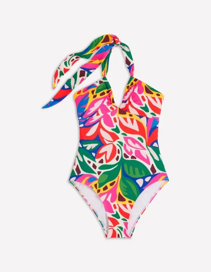 Minori Halter Tie Swimsuit Multi, Leafy Cascade