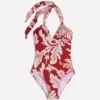 Minori Halter Tie Swimsuit Salsa, Botanical Flourish Minori Halter Tie Swimsuit Salsa, Botanical Flourish