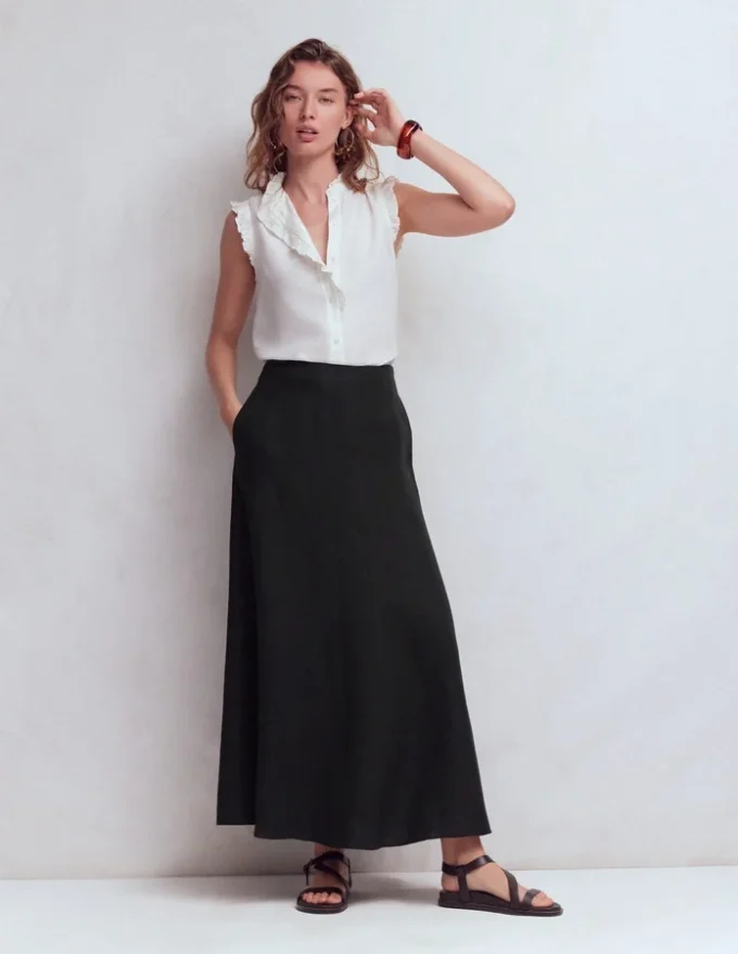 Miriam Linen Maxi Skirt Black Miriam Linen Maxi Skirt Black