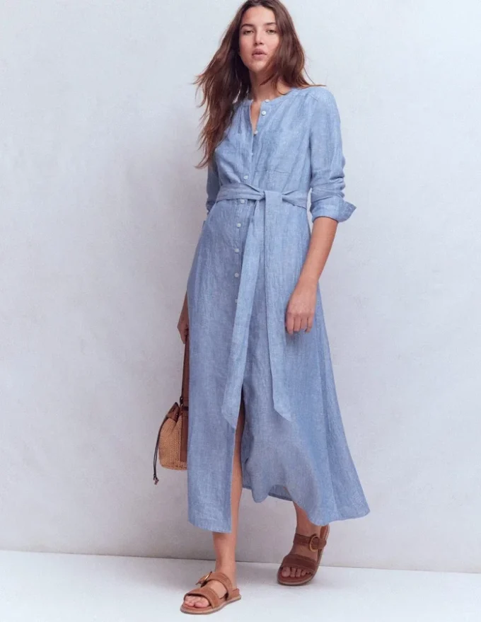 Mollie Linen Shirt Dress Chambray Mollie Linen Shirt Dress Chambray