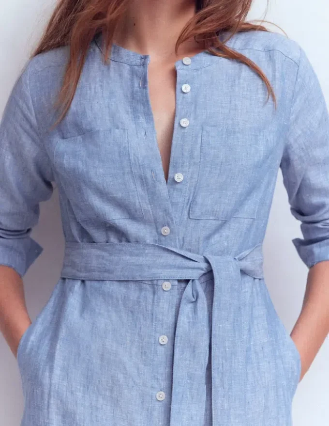 Mollie Linen Shirt Dress Chambray Mollie Linen Shirt Dress Chambray