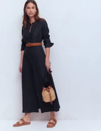 Mollie Linen Shirt Dress Navy
