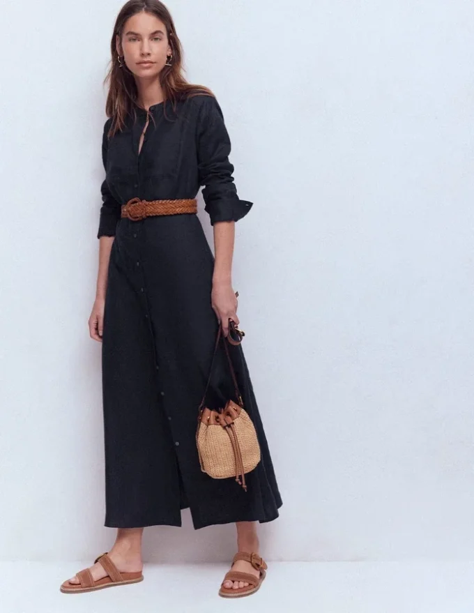 Mollie Linen Shirt Dress Navy Mollie Linen Shirt Dress Navy