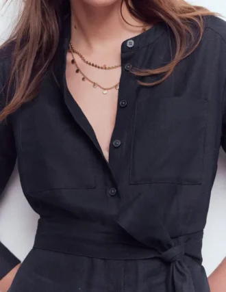 Mollie Linen Shirt Dress Navy