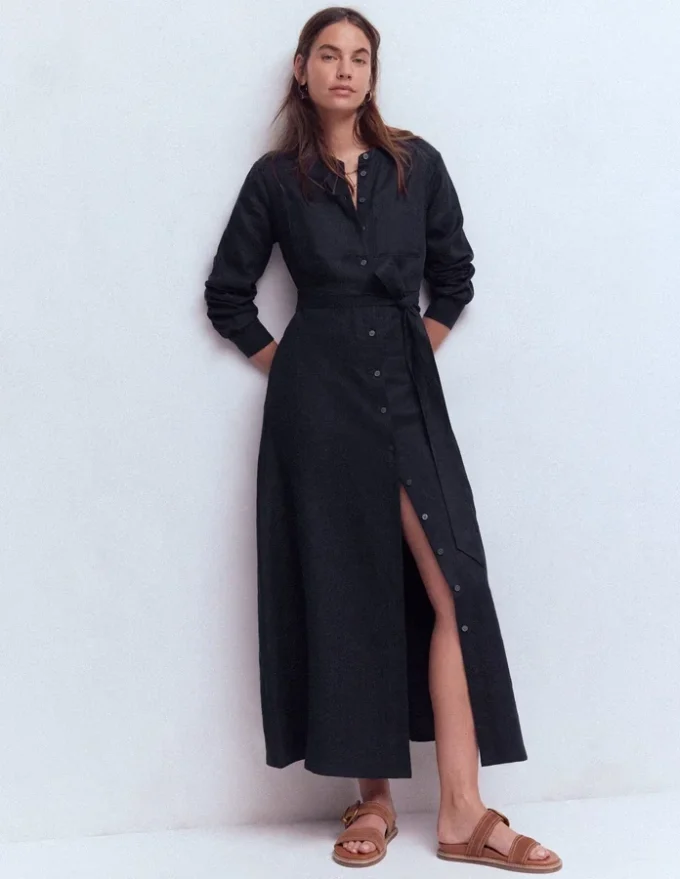 Mollie Linen Shirt Dress Navy Mollie Linen Shirt Dress Navy