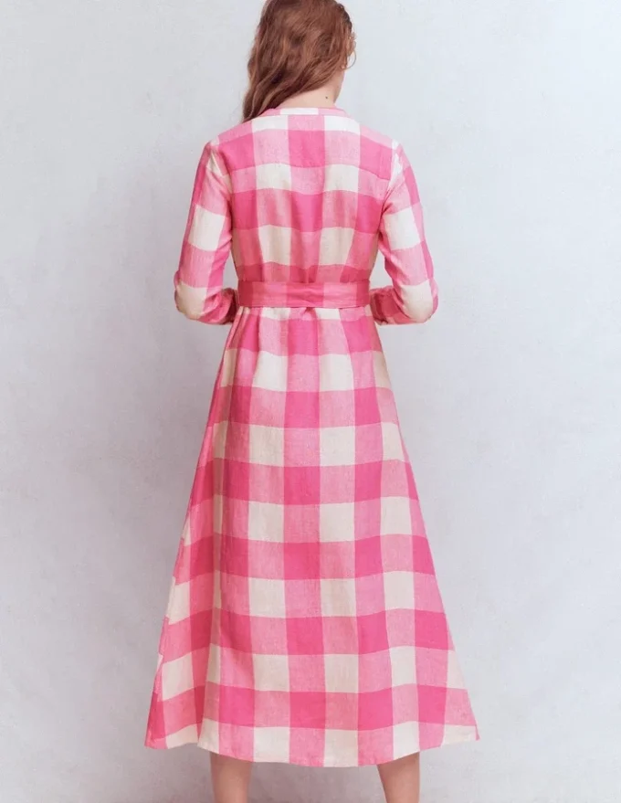 Mollie Linen Shirt Dress Pink Punch Gingham Mollie Linen Shirt Dress Pink Punch Gingham