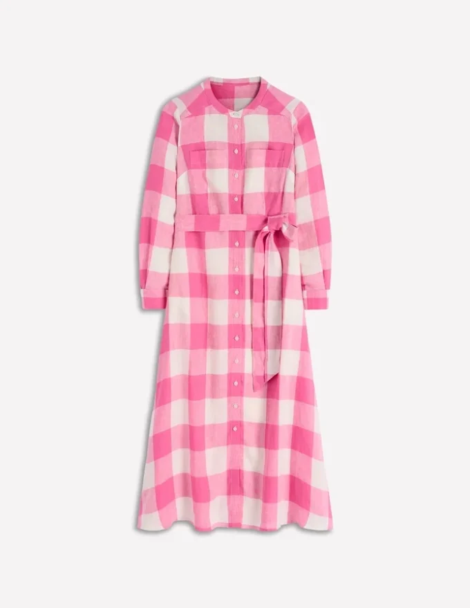 Mollie Linen Shirt Dress Pink Punch Gingham Mollie Linen Shirt Dress Pink Punch Gingham
