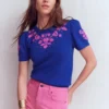 Monica Knitted T-Shirt Blue Embroidery Monica Knitted T-Shirt Blue Embroidery