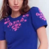 Monica Knitted T-Shirt Blue Embroidery Monica Knitted T-Shirt Blue Embroidery