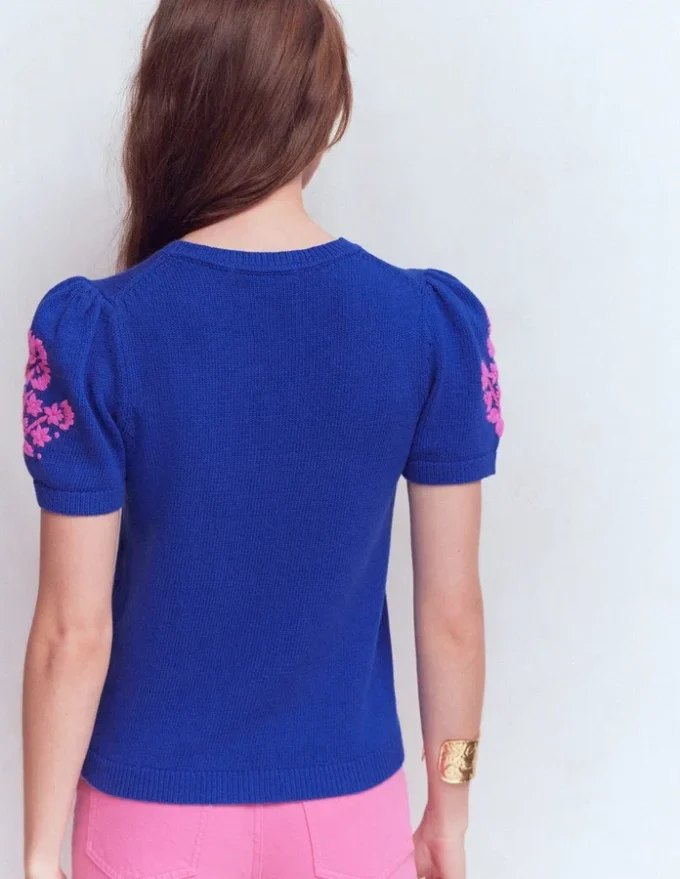 Monica Knitted T-Shirt Blue Embroidery Monica Knitted T-Shirt Blue Embroidery