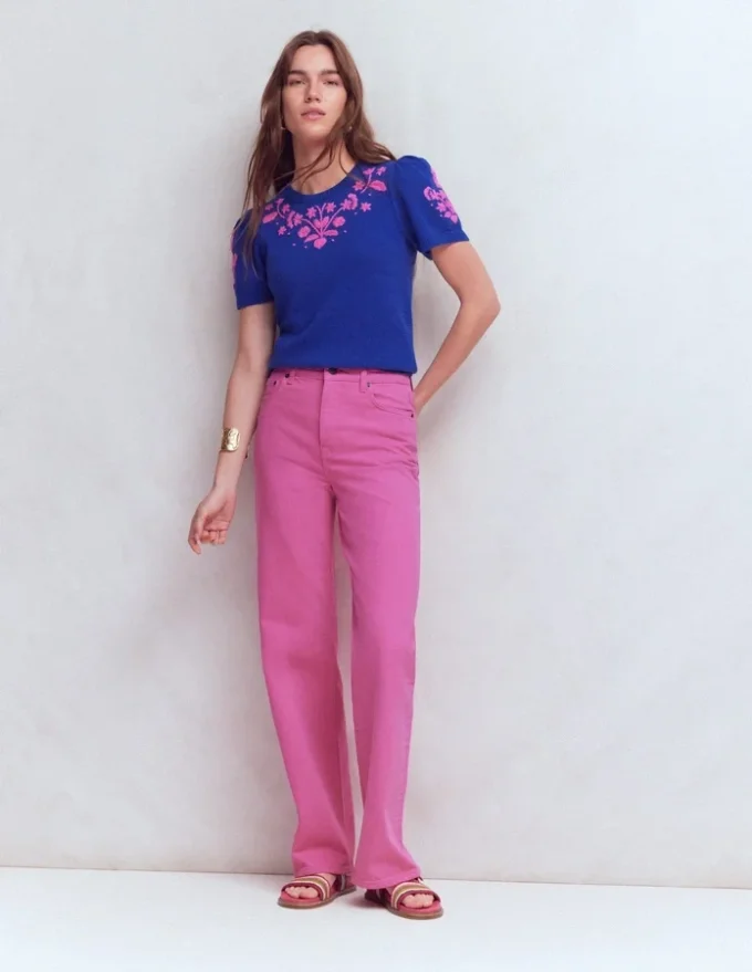 Monica Knitted T-Shirt Blue Embroidery Monica Knitted T-Shirt Blue Embroidery