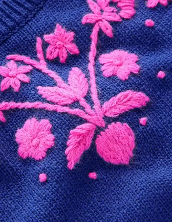 Monica Knitted T-Shirt Blue Embroidery Monica Knitted T-Shirt Blue Embroidery