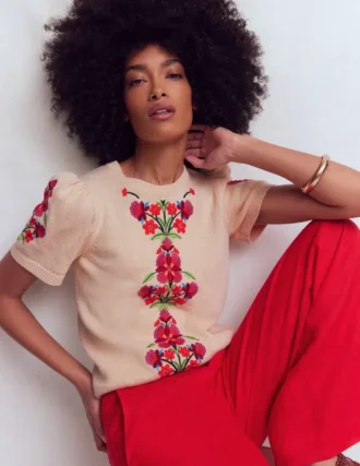 Monica Knitted T-Shirt Ivory