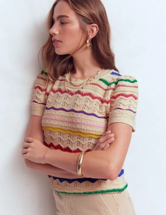 Monica Knitted T-Shirt Multi Stripe Monica Knitted T-Shirt Multi Stripe