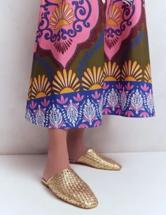 Mule Slipper Loafer Gold Weave
